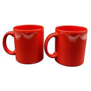 Vintage Waechtersbach Red Ceramic Coffee Mugs 10 Oz Set of 2 West Germany